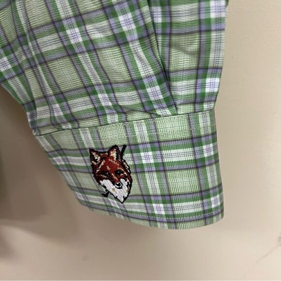 Bobby Jones cotton green and purple button down L - Picture 3 of 8